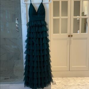 B Darlin Forest Green Mesh Dress